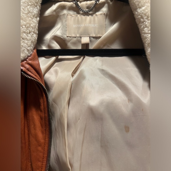 Leather Women's Aviator Jacket with Shearling Collar - Picture 6 of 7